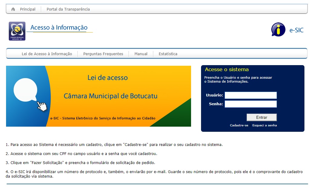 Câmara coloca Serviço de Informação ao Cidadão em funcionamento no portal do Legislativo