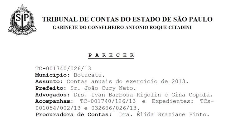 Parecer do TCE referente ao exercício de 2013 do Executivo está disponível para consulta na Câmara